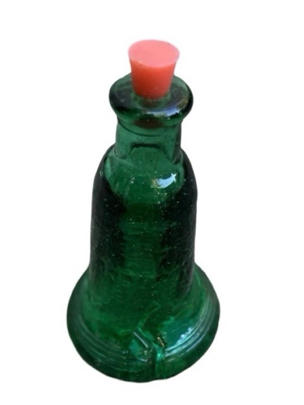 VTG Wheaton Liberty Bell Green Glass Bottle 3” Apothecary Cottagecore Coastal